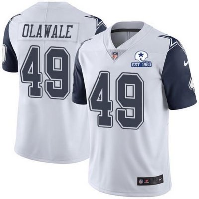 Nike Cowboys 49 Jamize Olawale White Men Stitched With Established In 1960 Patch NFL Limited Rush Jersey