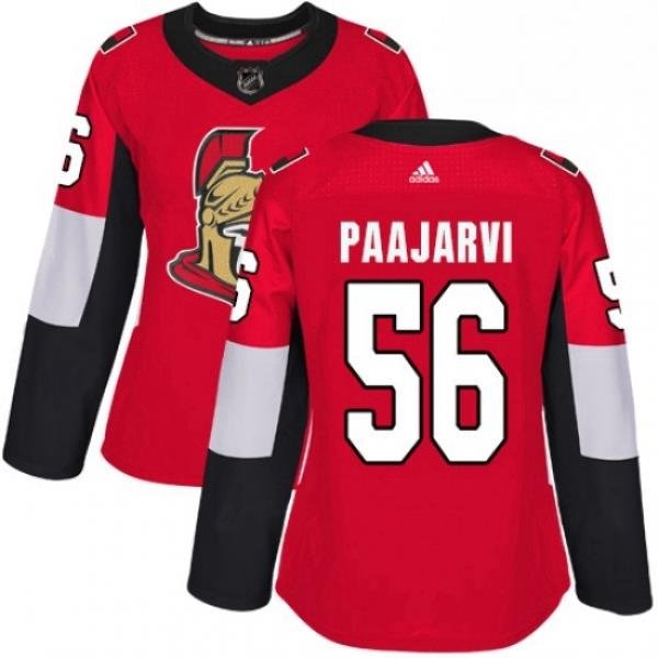 Womens Adidas Ottawa Senators 56 Magnus Paajarvi Premier Red Home NHL Jersey