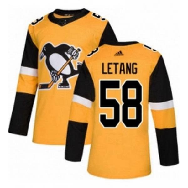 Mens Adidas Pittsburgh Penguins 58 Kris Letang Premier Gold Alternate NHL Jersey