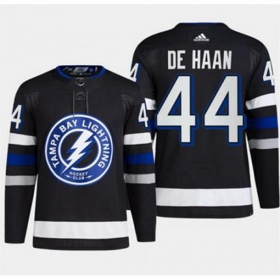 Men Tampa Bay Lightning 44 Calvin De Haan Black Alternate Premier Breakaway Stitched Jersey