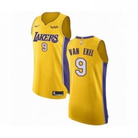 Mens Los Angeles Lakers 9 Nick Van Exel Authentic Gold Home Basketball Jersey Icon Edition