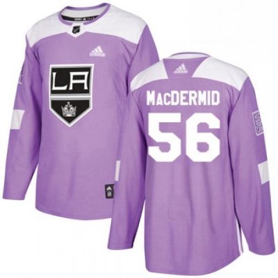 Mens Adidas Los Angeles Kings 56 Kurtis MacDermid Authentic Purple Fights Cancer Practice NHL Jersey