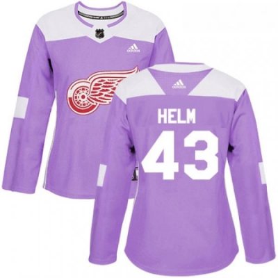 Womens Adidas Detroit Red Wings 43 Darren Helm Authentic Purple Fights Cancer Practice NHL Jersey