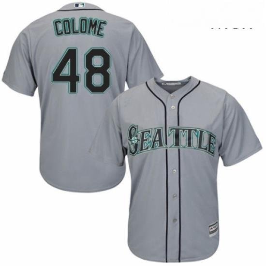 Mens Majestic Seattle Mariners 48 Alex Colome Replica Grey Road Cool Base MLB Jersey