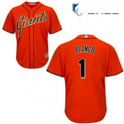 Youth Majestic San Francisco Giants 1 Gregor Blanco Replica Orange Alternate Cool Base MLB Jersey