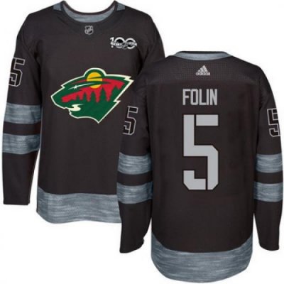 Wild #5 Christian Folin Black 1917 2017 100th Anniversary Stitched NHL Jersey