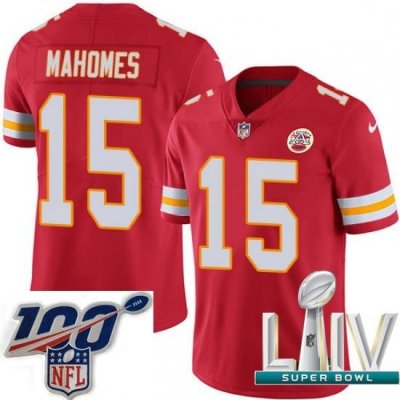 Nike Kansas City Chiefs #15 Patrick Mahomes Red Team Color 2020 Super Bowl LIV Men Stitched NFL Vapor Untouchable Limited Jersey