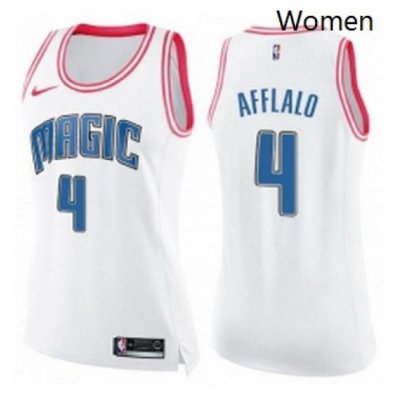 Womens Nike Orlando Magic 4 Arron Afflalo Swingman WhitePink Fashion NBA Jersey