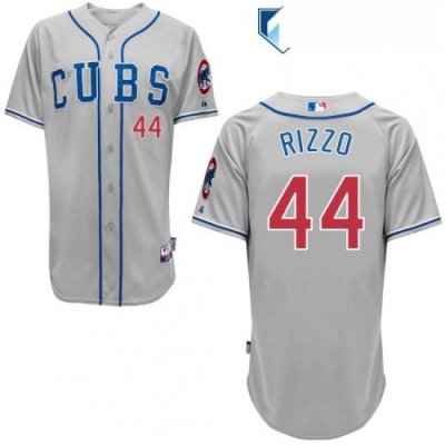 Youth Majestic Chicago Cubs 44 Anthony Rizzo Authentic Grey Alternate Road Cool Base MLB Jersey