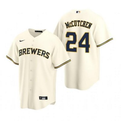 Men MilWaukee BreWers 24 AndreW McCutchen Cream Cool Base Stitched Jerse