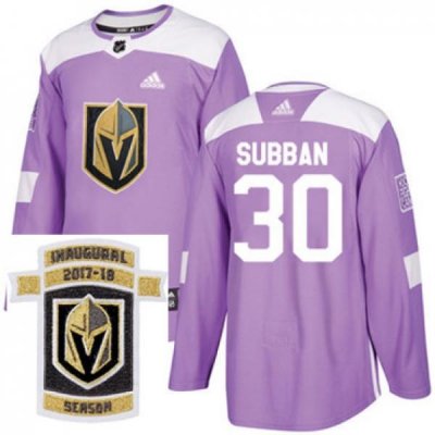 Adidas Golden Knights #30 Malcolm Subban Purple Authentic Fights Cancer Stitched NHL Inaugural Season Patch Jersey