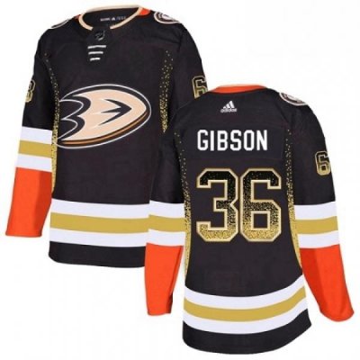 Mens Adidas Anaheim Ducks 36 John Gibson Authentic Black Drift Fashion NHL Jersey