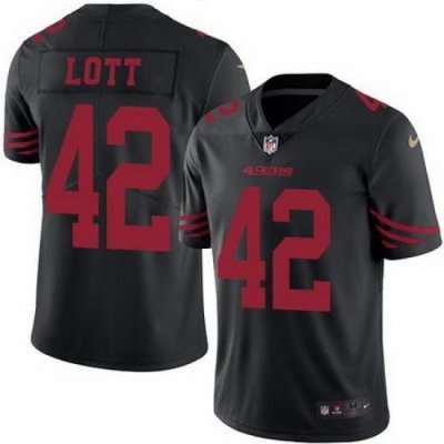 Nike 49ers #42 Ronnie Lott Black Mens Stitched NFL Limited Rush Jersey