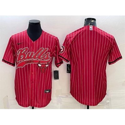 Men Chicago Bulls Blank Red Cool Base Stitched Baseball JerseyS