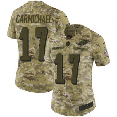 Nike Eagles #17 Harold Carmichael Camo Women Stitched NFL Limited 2018 Salute to Service Jersey