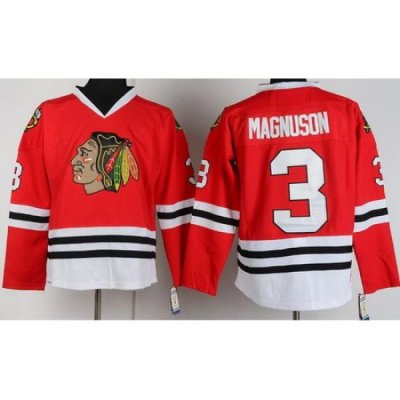 Chicago Blackhawks 3 Keith Magnuson Red CCM Throwback NHL Jerseys