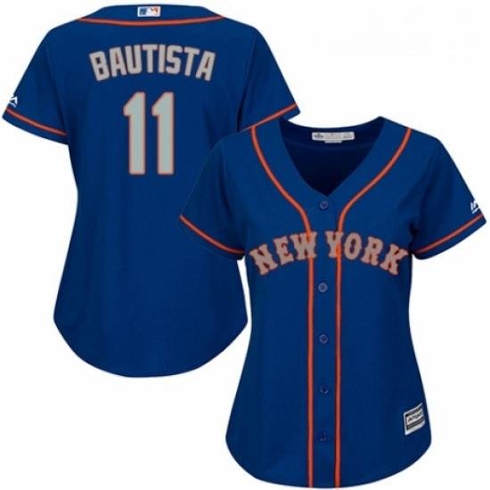 Womens Majestic New York Mets 11 Jose Bautista Authentic Royal Blue Alternate Road Cool Base MLB Jersey