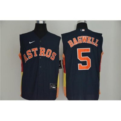 Astros 5 Jeff BagWell Navy Nike Cool Base Sleeveless Jersey