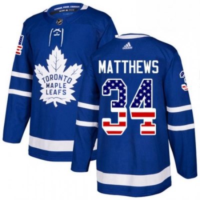 Youth Adidas Toronto Maple Leafs 34 Auston Matthews Authentic Royal Blue USA Flag Fashion NHL Jersey