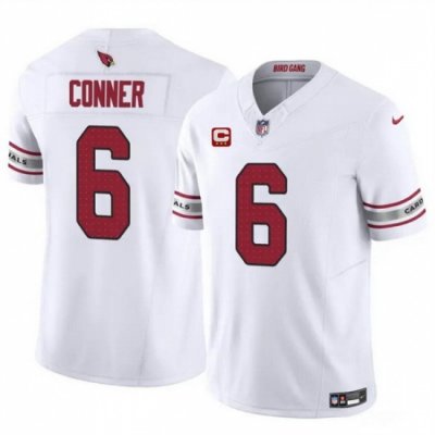 Men Arizona Cardinals 6 James Conner White 2024 F U S E  With 3 Star C Patch Vapor Untouchable Limited Stitched Football Jersey