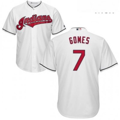 Mens Majestic Cleveland Indians 7 Yan Gomes Replica White Home Cool Base MLB Jersey