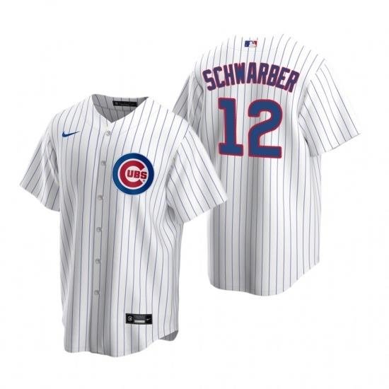 Mens Nike Chicago Cubs 12 Kyle SchWarber White Home Stitched Baseball Jerse