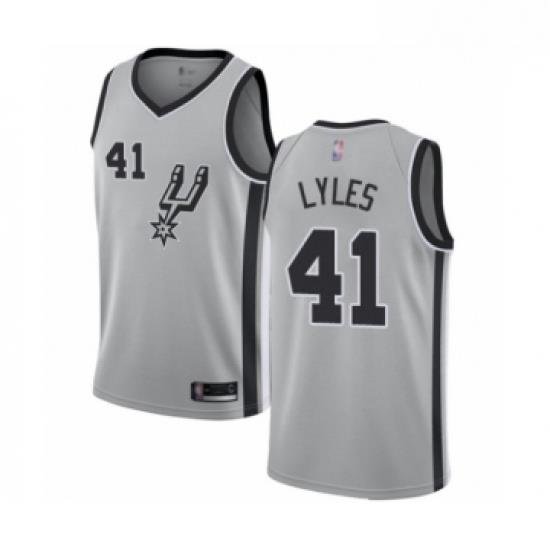 Mens San Antonio Spurs 41 Trey Lyles Authentic Silver Basketball Jersey Statement Edition