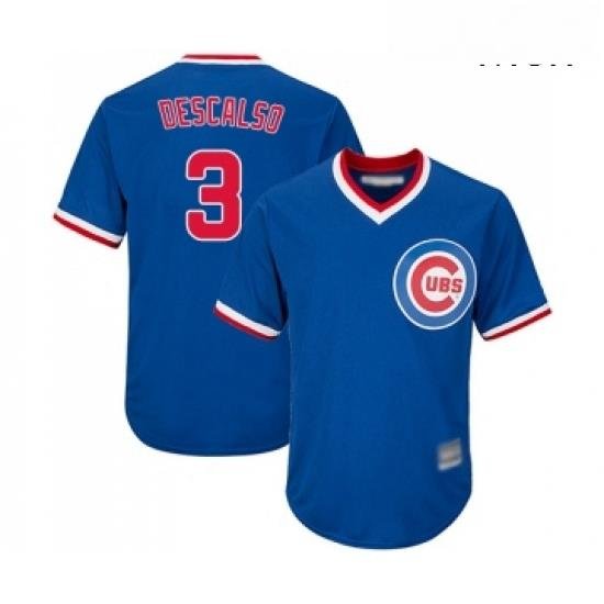 Mens Chicago Cubs 3 Daniel Descalso Replica Royal Blue Cooperstown Cool Base Baseball Jersey