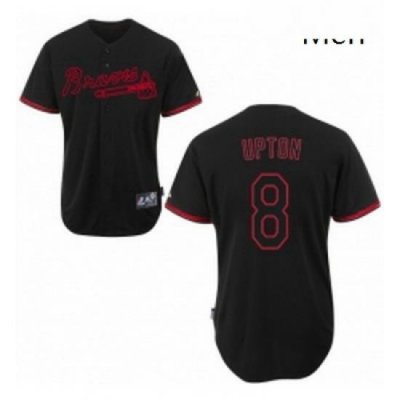 Mens Majestic Atlanta Braves 10 Chipper Jones Replica Black Fashion MLB Jersey