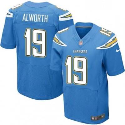 Men Nike Los Angeles Chargers 19 Lance AlWorth Elite Electric Blue Alternate NFL Jersey