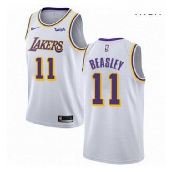 Mens Nike Los Angeles Lakers 11 Michael Beasley Swingman White NBA Jersey Association Edition