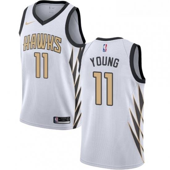 Youth Nike Atlanta Hawks 11 Trae Young Swingman White NBA Jersey City Edition