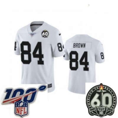 Youth Oakland Raiders #84 Antonio Brown White 60th Anniversary Vapor Untouchable Limited Player 100th Season Football Jersey