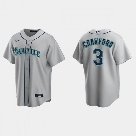 Men Seattle Mariners 3 J P  CraWford Grey Cool Base Stitched Jersey