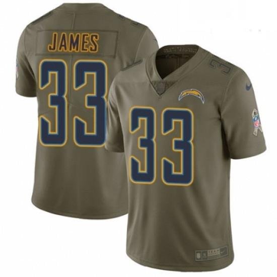 Men Nike Los Angeles Chargers 33 DerWin James Limited Olive 2017 Salute to Service NFL Jersey