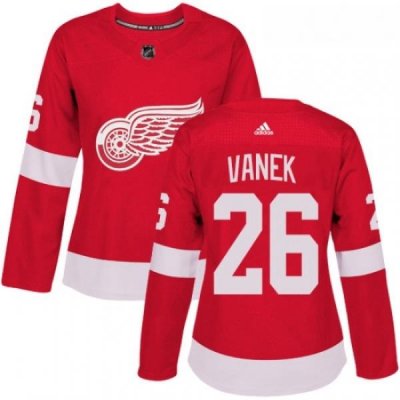 Womens Adidas Detroit Red Wings 26 Thomas Vanek Authentic Red Home NHL Jersey