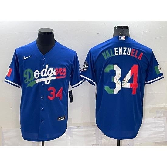 Men Los Angeles Dodgers 34 Toro Valenzuela Royal Mexico Cool Base Stitched Baseball Jersey