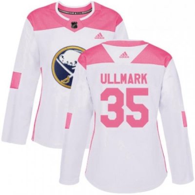 Womens Adidas Buffalo Sabres 35 Linus Ullmark Authentic WhitePink Fashion NHL Jersey