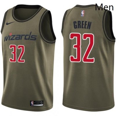 Mens Nike Washington Wizards 32 Jeff Green Swingman Green Salute to Service NBA Jersey