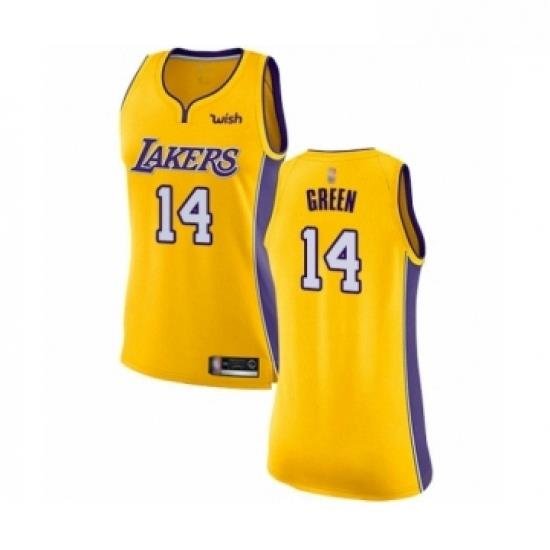 Womens Los Angeles Lakers 14 Danny Green Authentic Gold Basketball Jersey Icon Edition