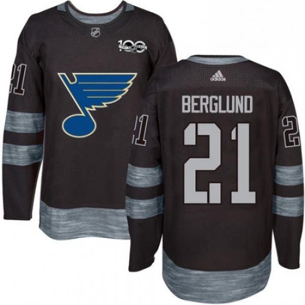 Mens Adidas St Louis Blues 21 Patrik Berglund Authentic Black 1917 2017 100th Anniversary NHL Jersey