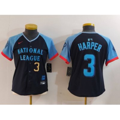 Youth National League 3 Bryce Harper Navy 2024 All Star Limited Stitched Baseball Jersey 8