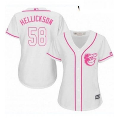 Womens Majestic Baltimore Orioles 58 Jeremy Hellickson Authentic White Fashion Cool Base MLB Jersey