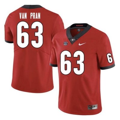 Men #63 Sedrick Van Pran Georgia Bulldogs College Football Jerseys Sale-Red