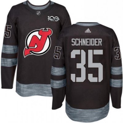 Mens Adidas New Jersey Devils 35 Cory Schneider Authentic Black 1917 2017 100th Anniversary NHL Jersey