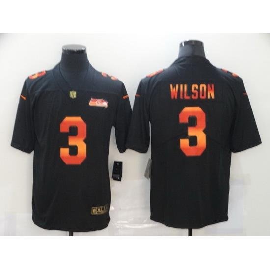 Nike Seattle Seahawks 3 Russell Wilson Black Colorful Fashion Limited Jersey