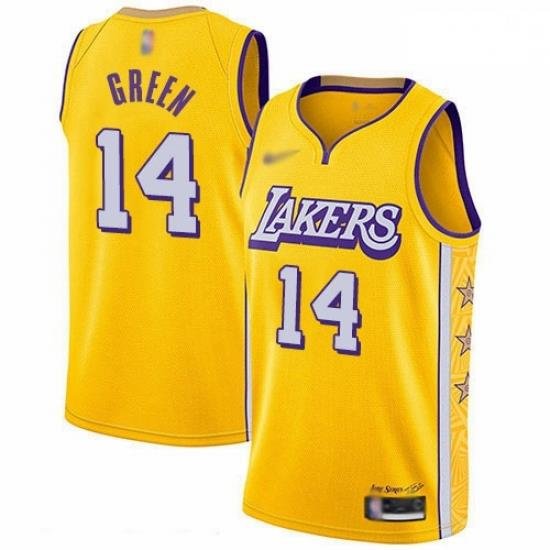 Lakers 14 Danny Green Gold Basketball Swingman City Edition 2019 20 Jersey