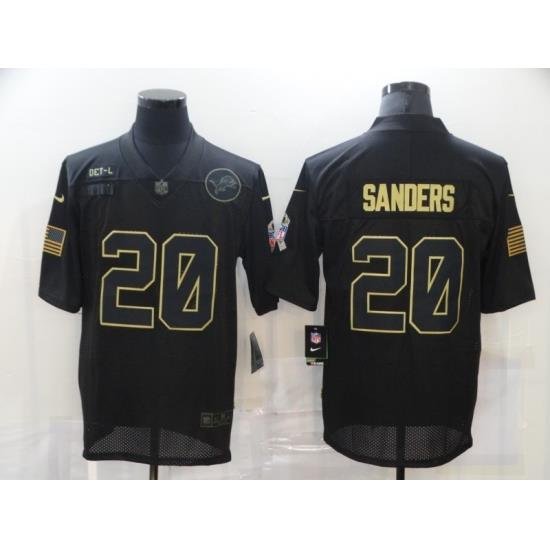 Nike Detroit Lions 20 Barry Sanders Black 2020 Salute To Service Limited Jersey