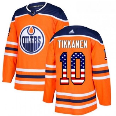 Youth Adidas Edmonton Oilers 10 Esa Tikkanen Authentic Orange USA Flag Fashion NHL Jersey