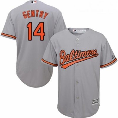 Youth Majestic Baltimore Orioles 14 Craig Gentry Replica Grey Road Cool Base MLB Jersey